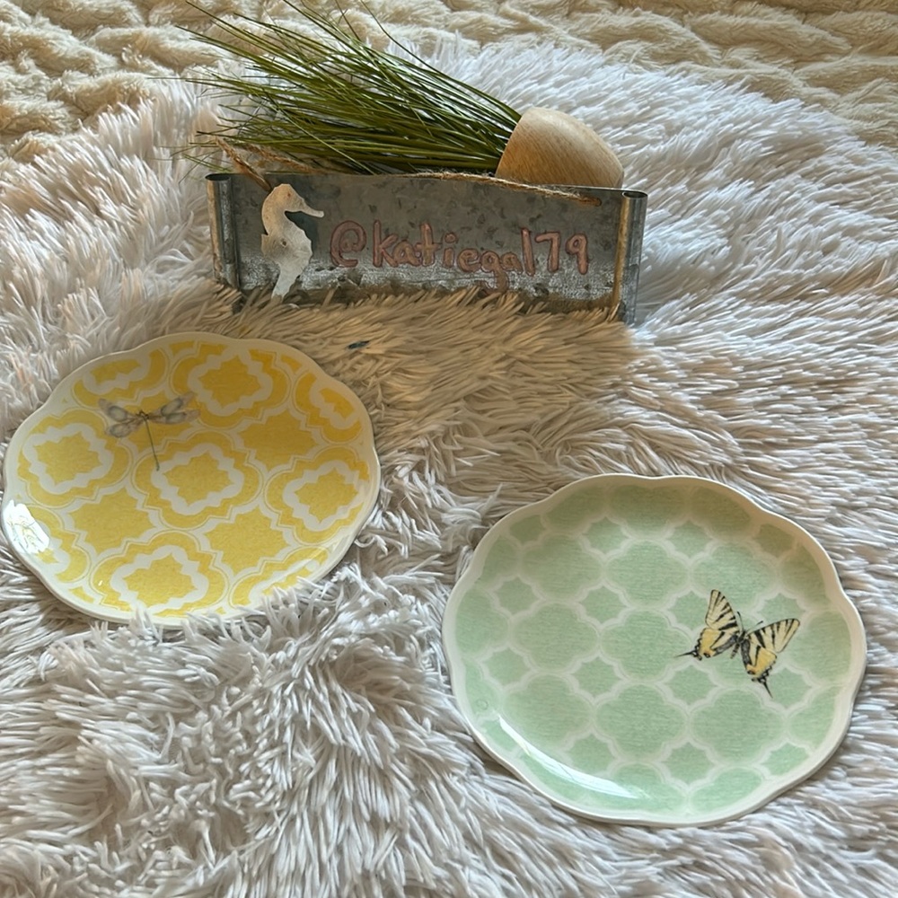 Lenox 8 inch dessert plates scalloped edge from Butterfly Meadow collection